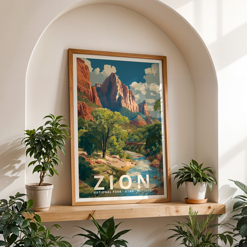 Zion National Park Retro Art Print