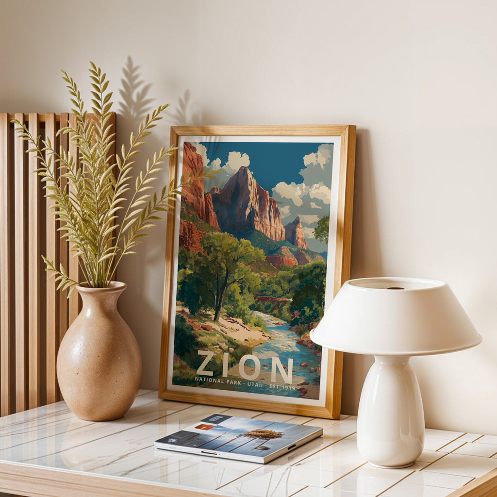 Zion National Park Retro Art Print