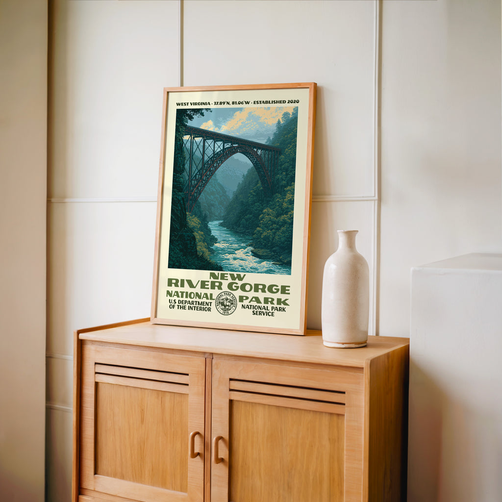 Art du parc national de New River Gorge – Style WPA vintage