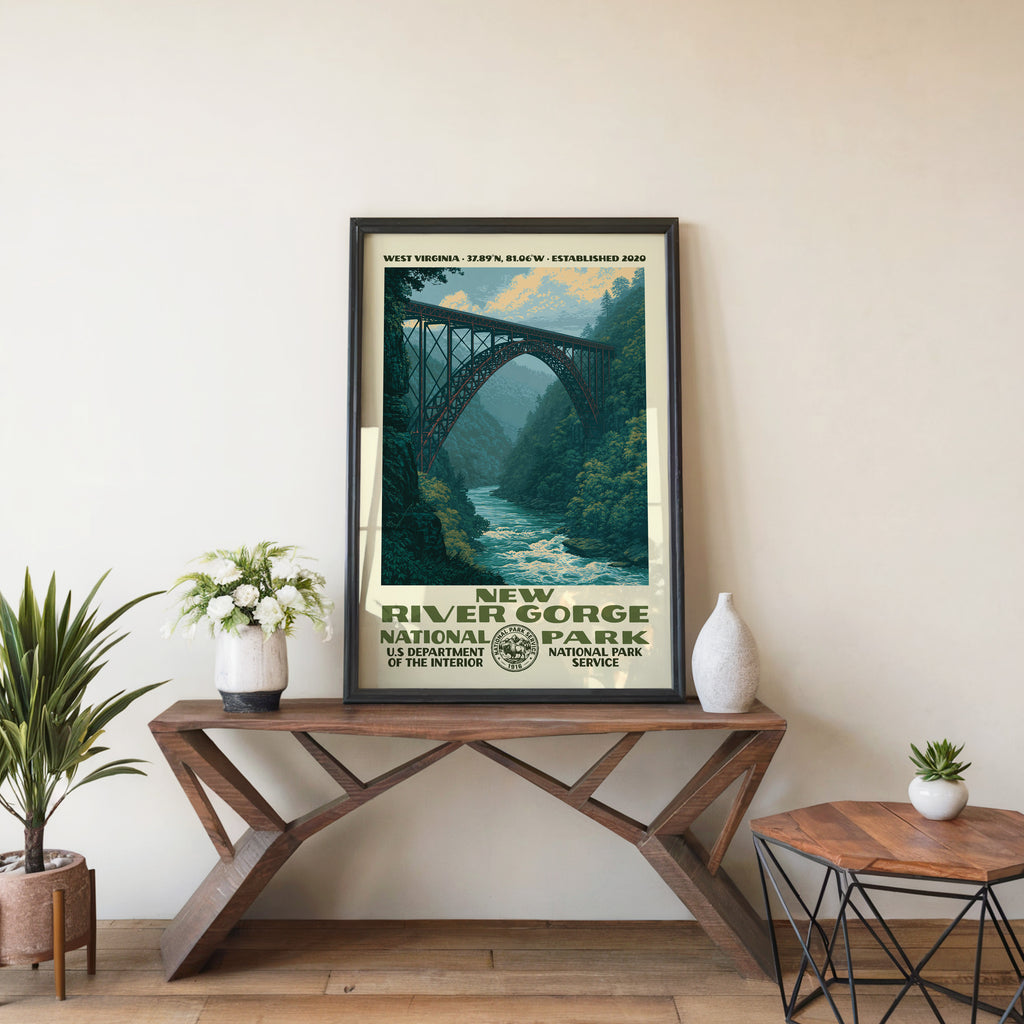 Art du parc national de New River Gorge – Style WPA vintage