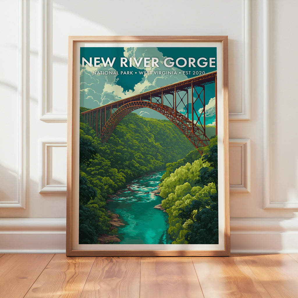 Retro New River Gorge National Park Print