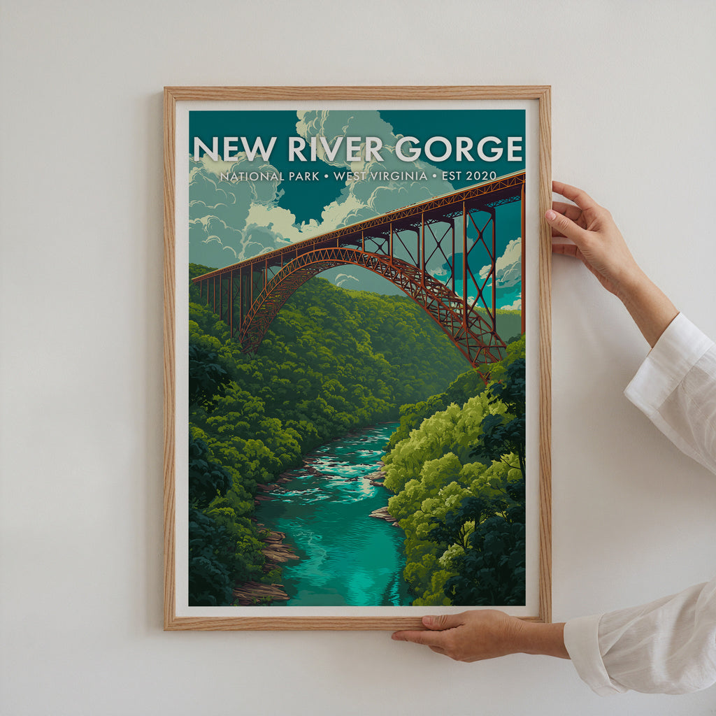 Retro New River Gorge National Park Print