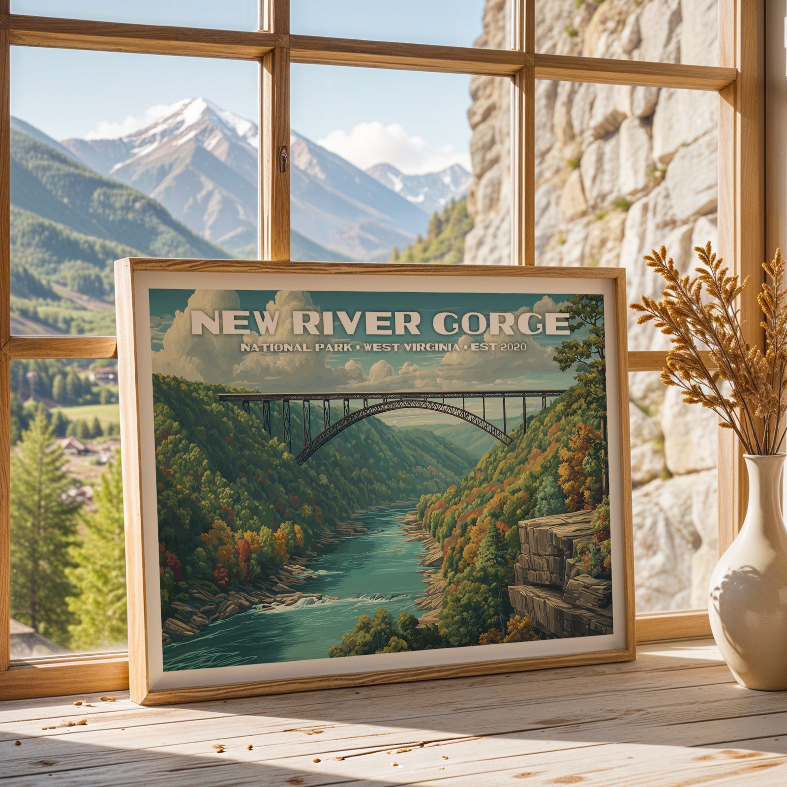New River Gorge National Park Horizontal Vintage Art