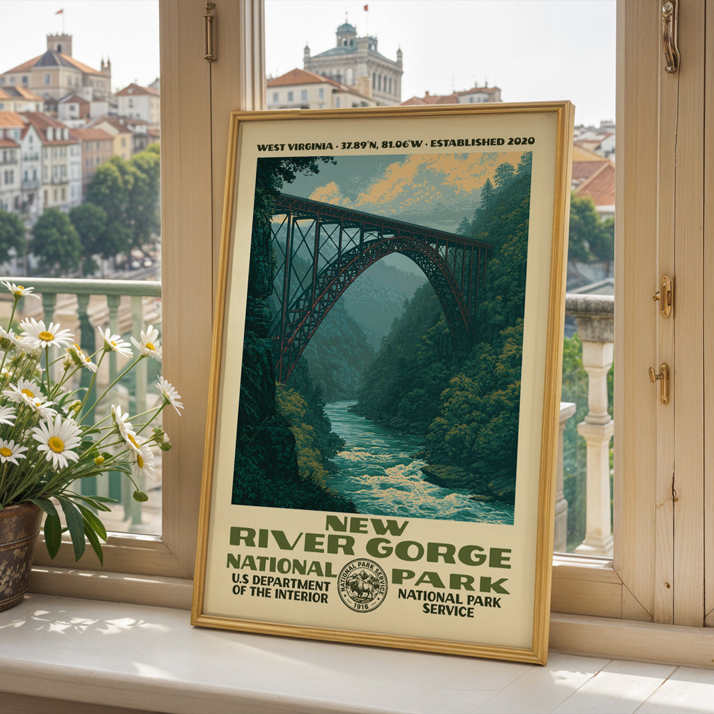 Art du parc national de New River Gorge – Style WPA vintage