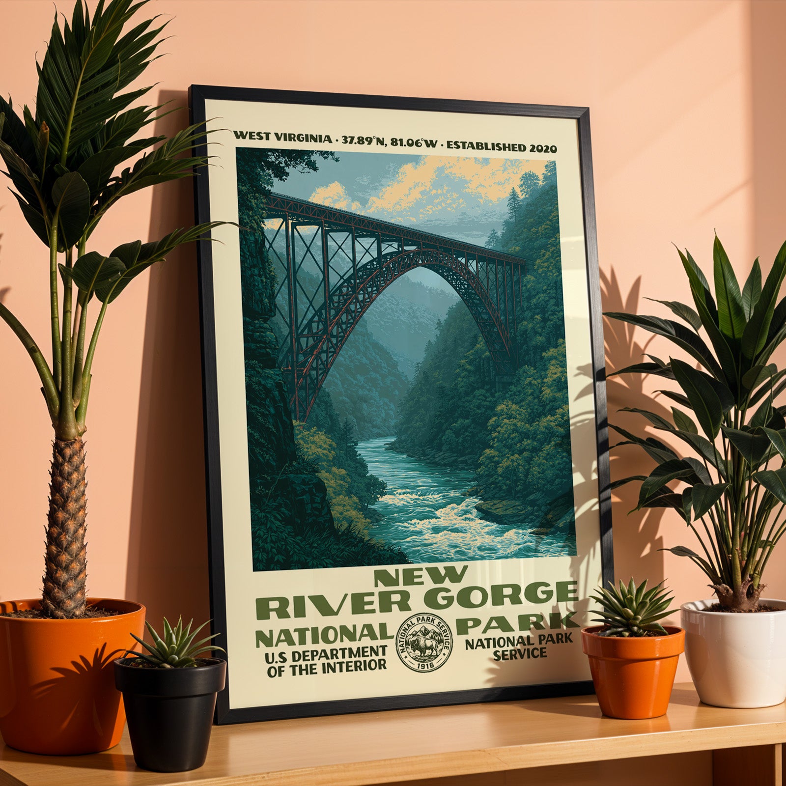 Art du parc national de New River Gorge – Style WPA vintage
