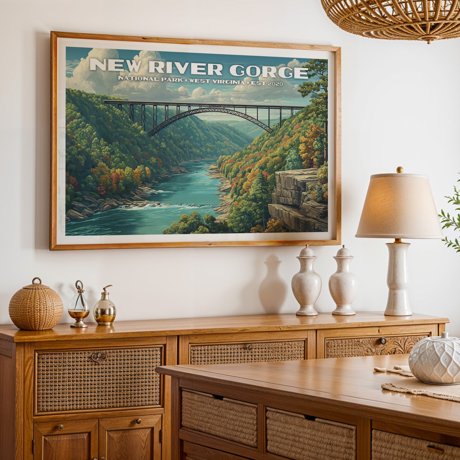 New River Gorge National Park Horizontal Vintage Art