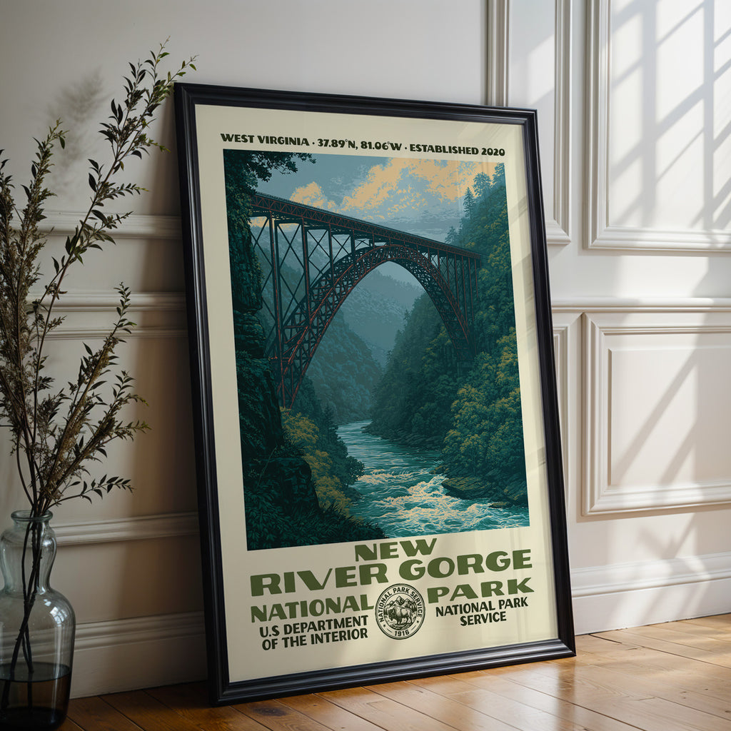 Art du parc national de New River Gorge – Style WPA vintage