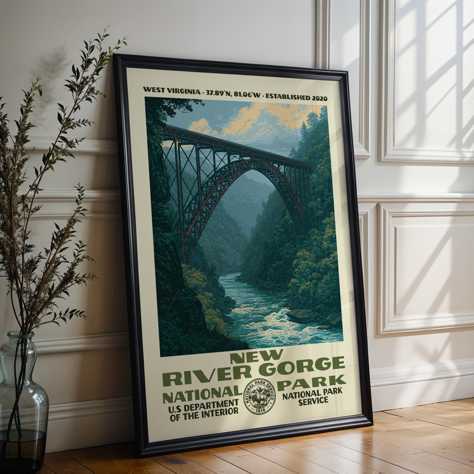 Art du parc national de New River Gorge – Style WPA vintage