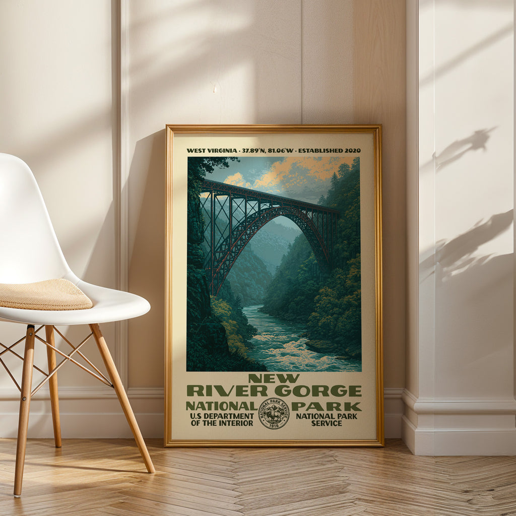 Art du parc national de New River Gorge – Style WPA vintage