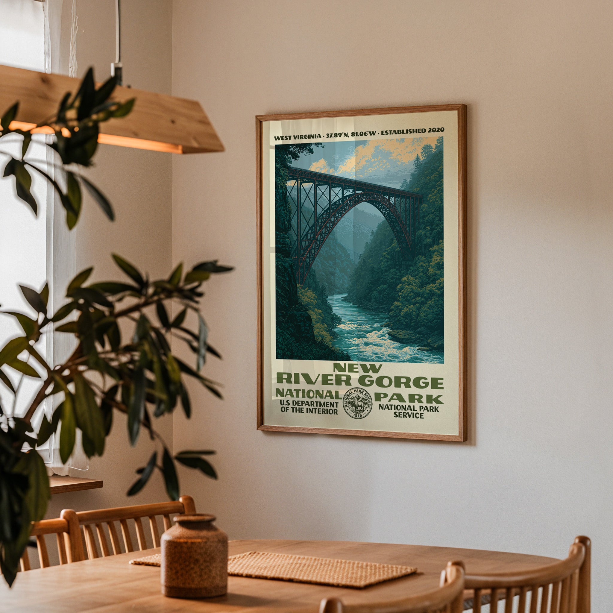 Art du parc national de New River Gorge – Style WPA vintage