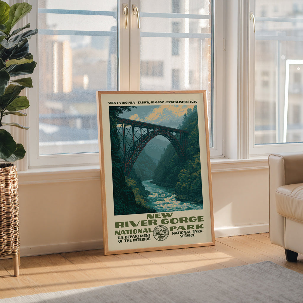 Art du parc national de New River Gorge – Style WPA vintage