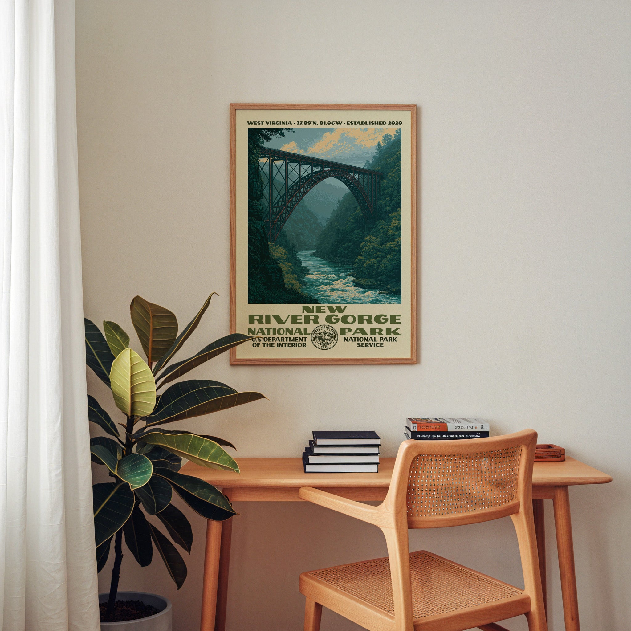 Art du parc national de New River Gorge – Style WPA vintage