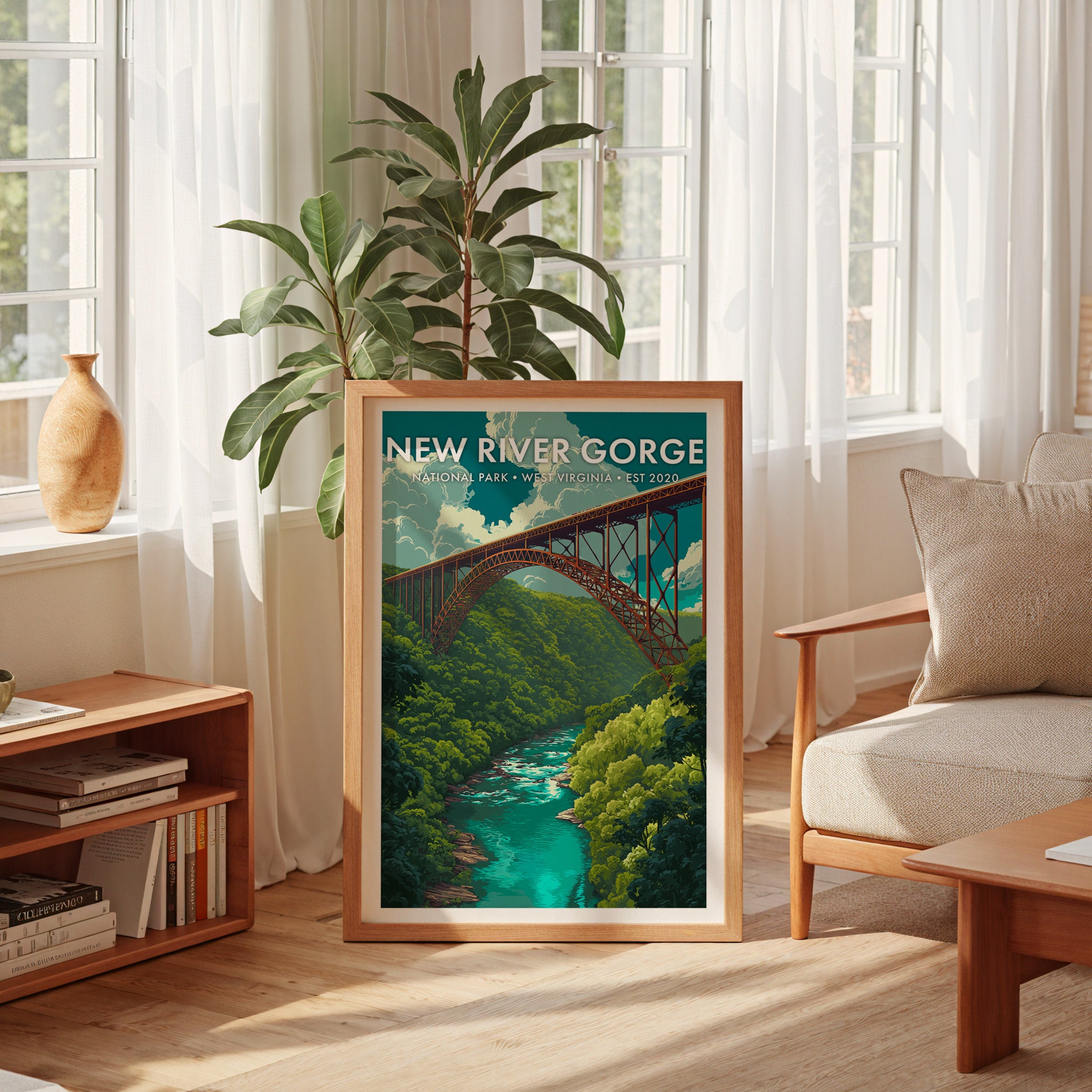 Retro New River Gorge National Park Print