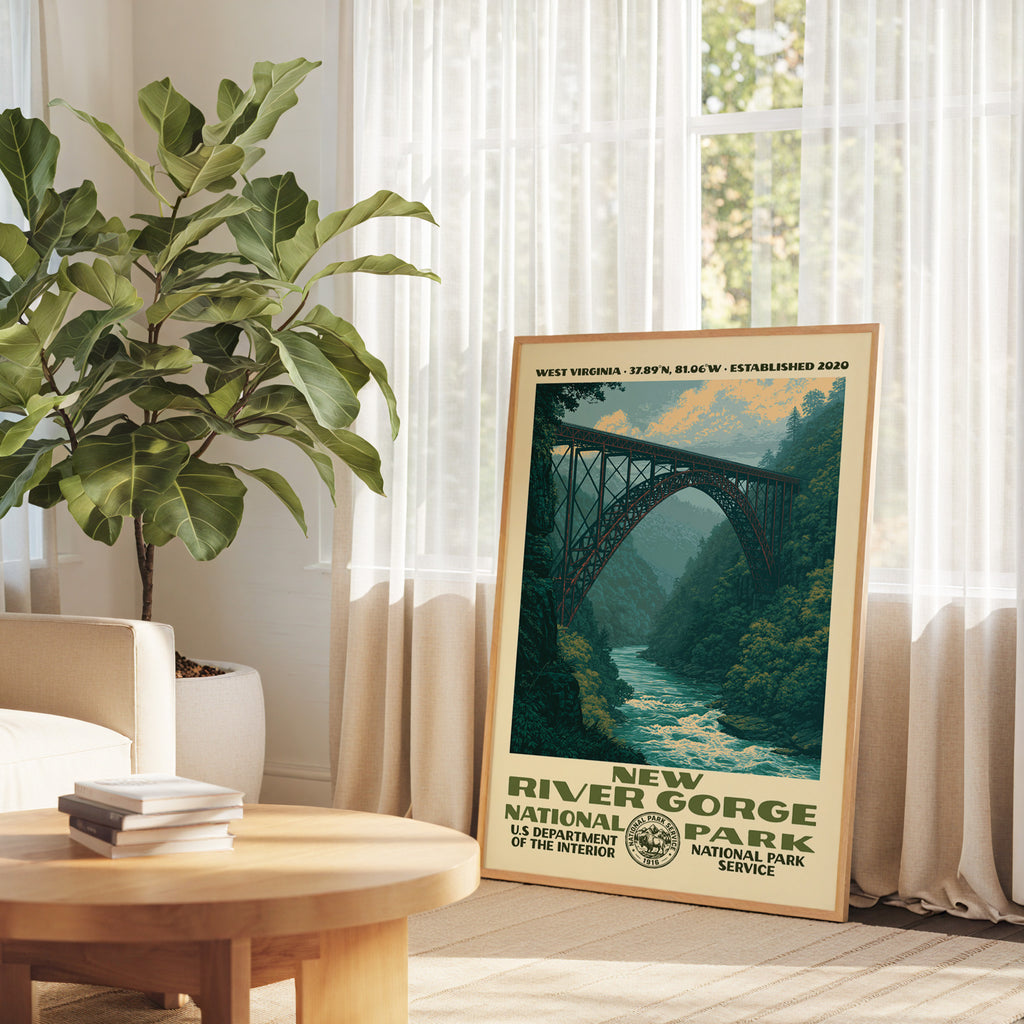 Art du parc national de New River Gorge – Style WPA vintage