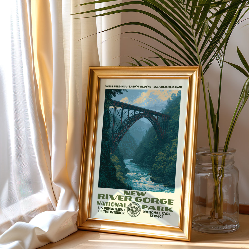 Art du parc national de New River Gorge – Style WPA vintage