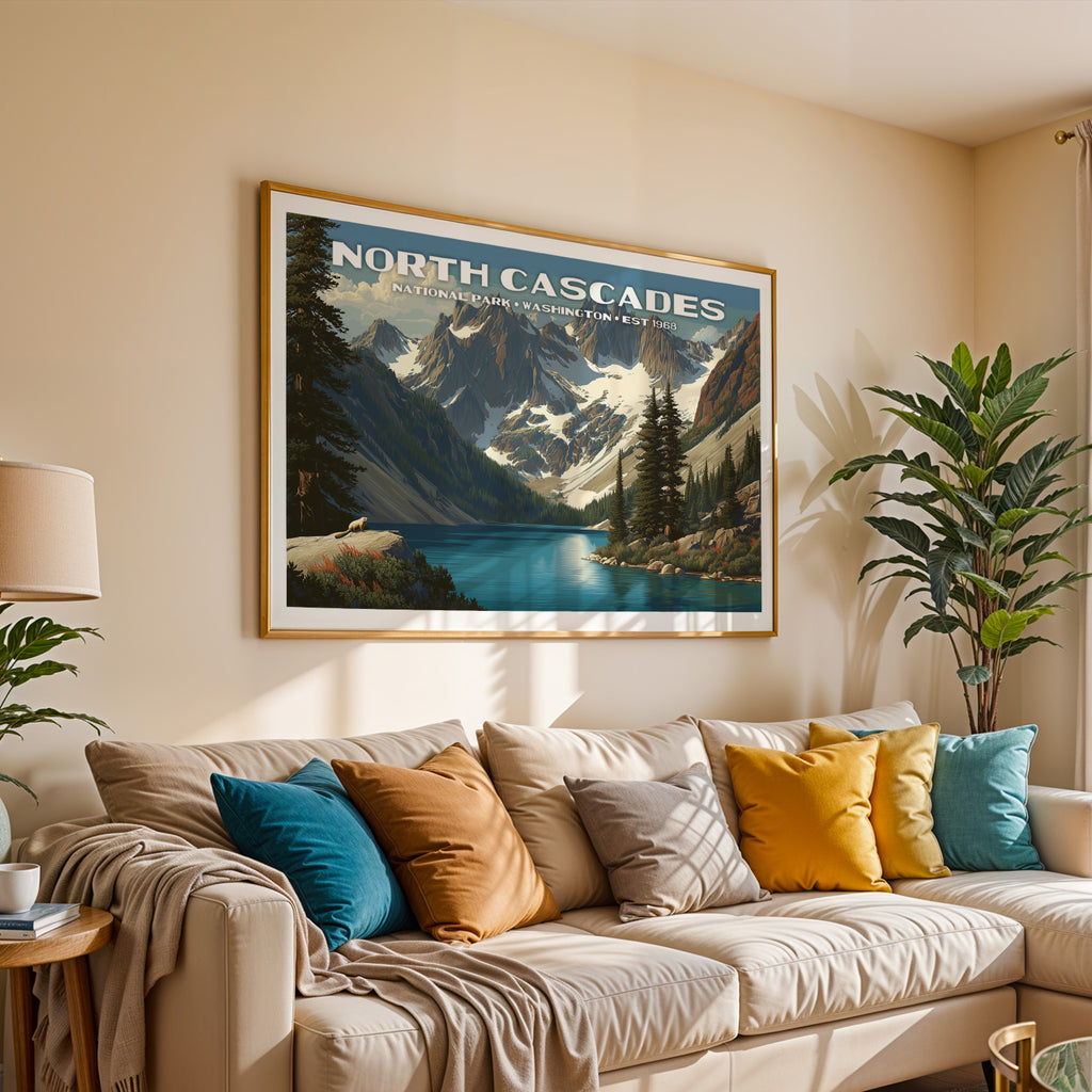North Cascades National Park Horizontal Vintage Art