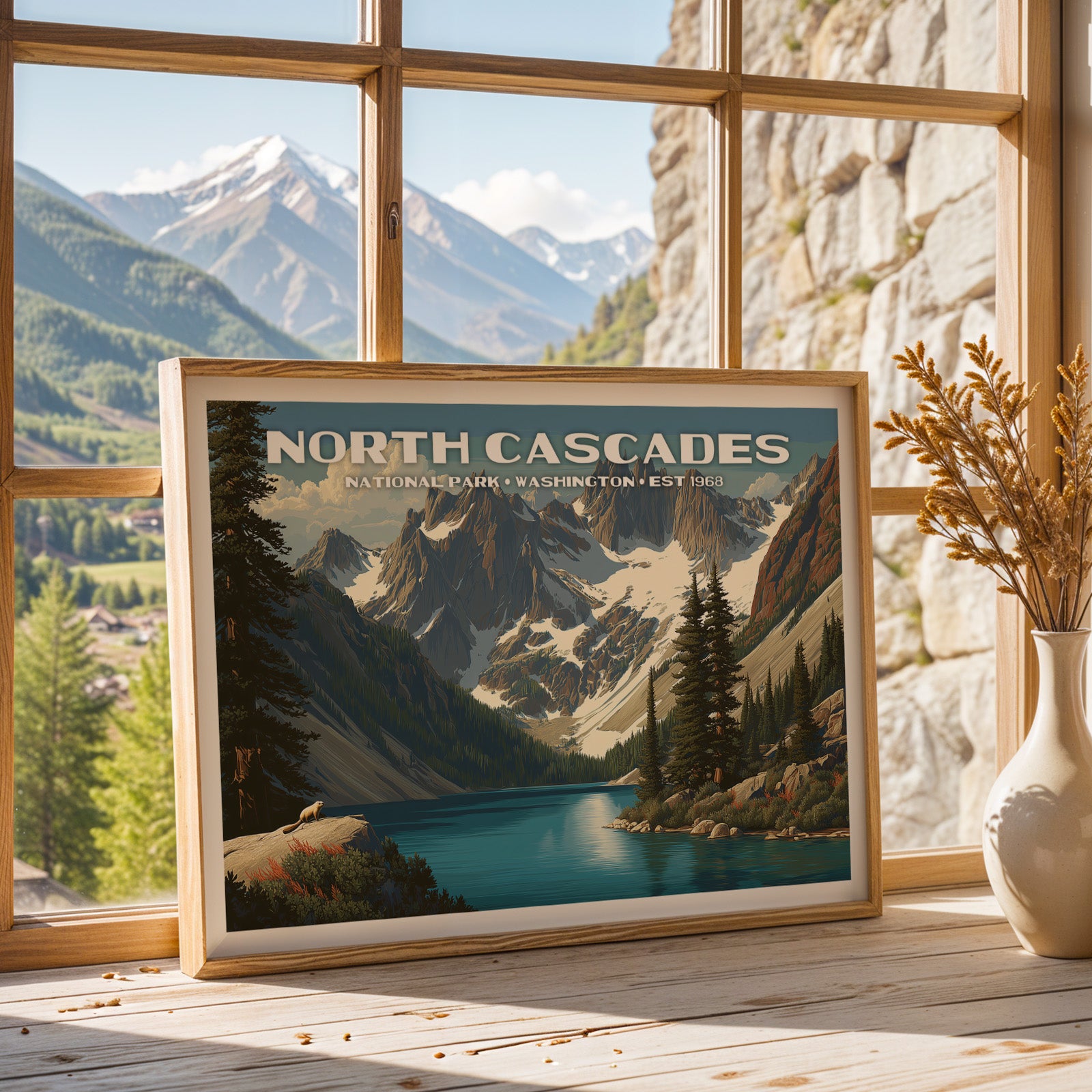 North Cascades National Park Horizontal Vintage Art