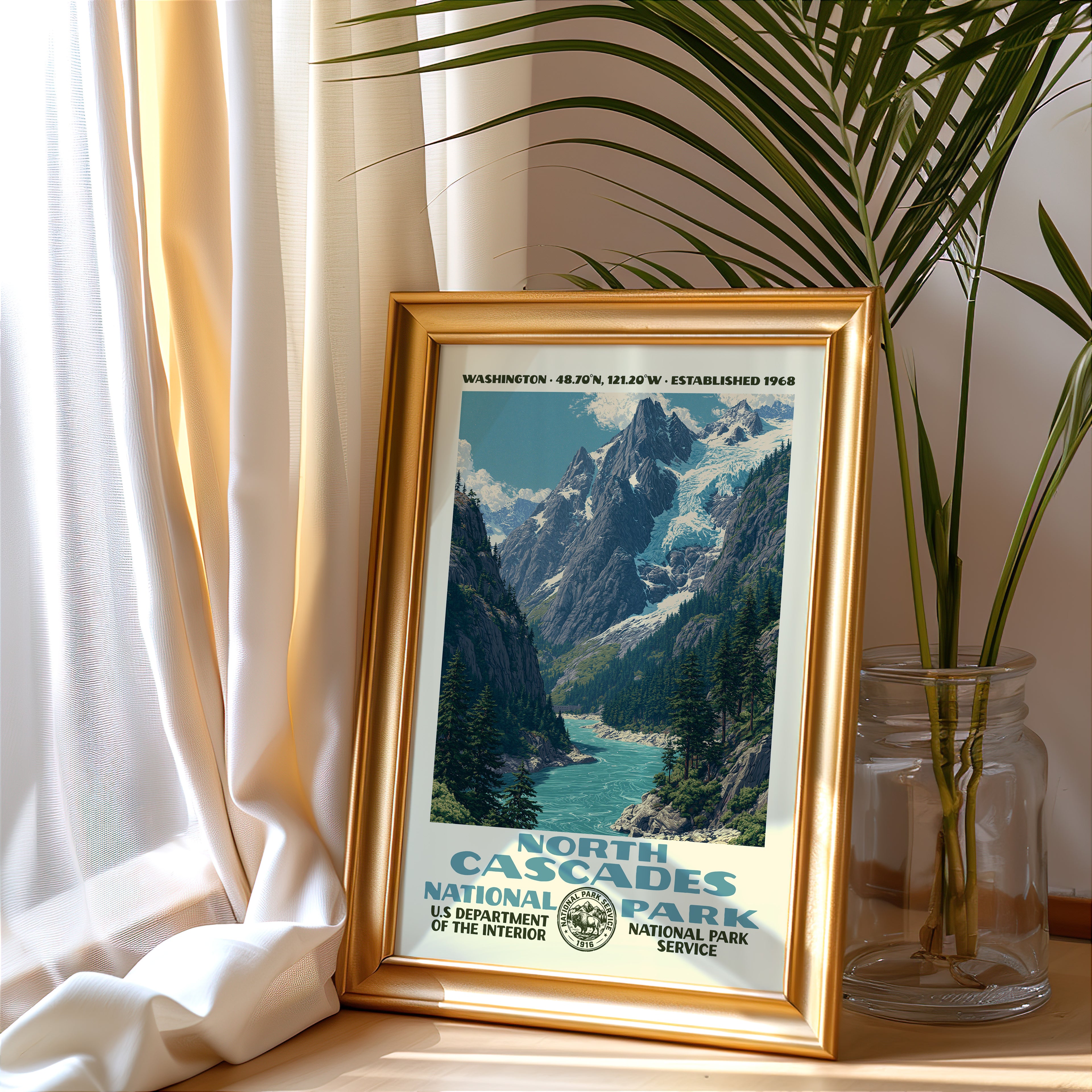 North Cascades National Park Vintage WPA Art