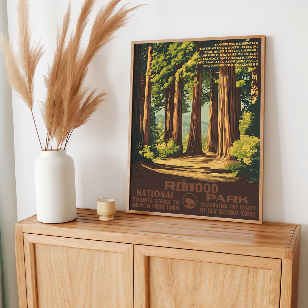 Redwood National Park Vintage WPA Art