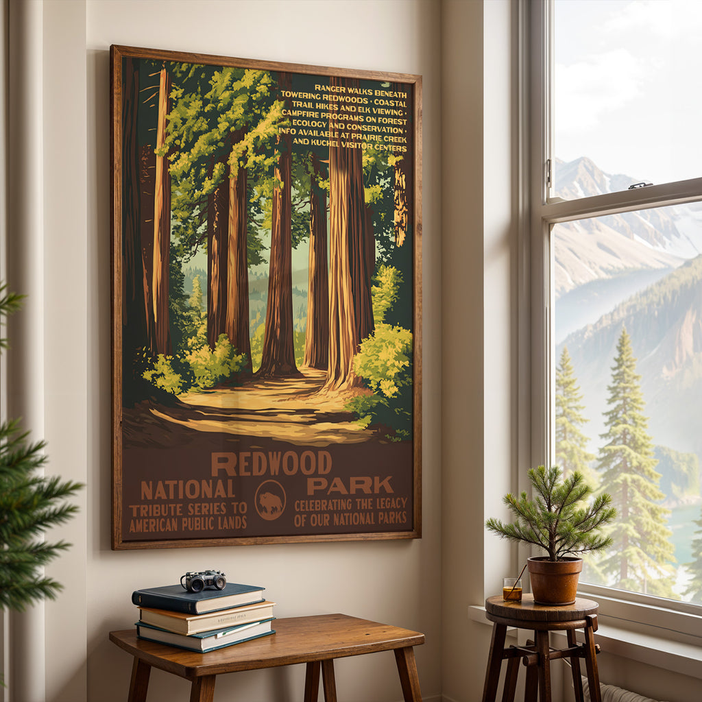 Redwood National Park Vintage WPA Art