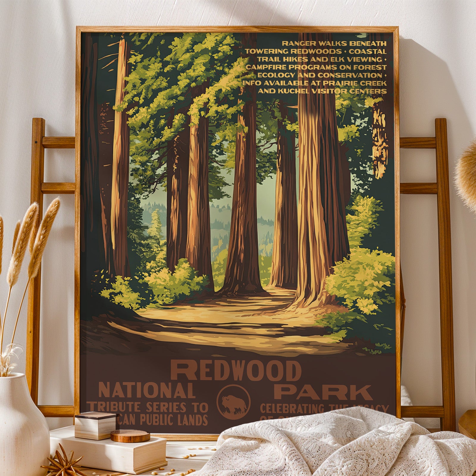 Redwood National Park Vintage WPA Art