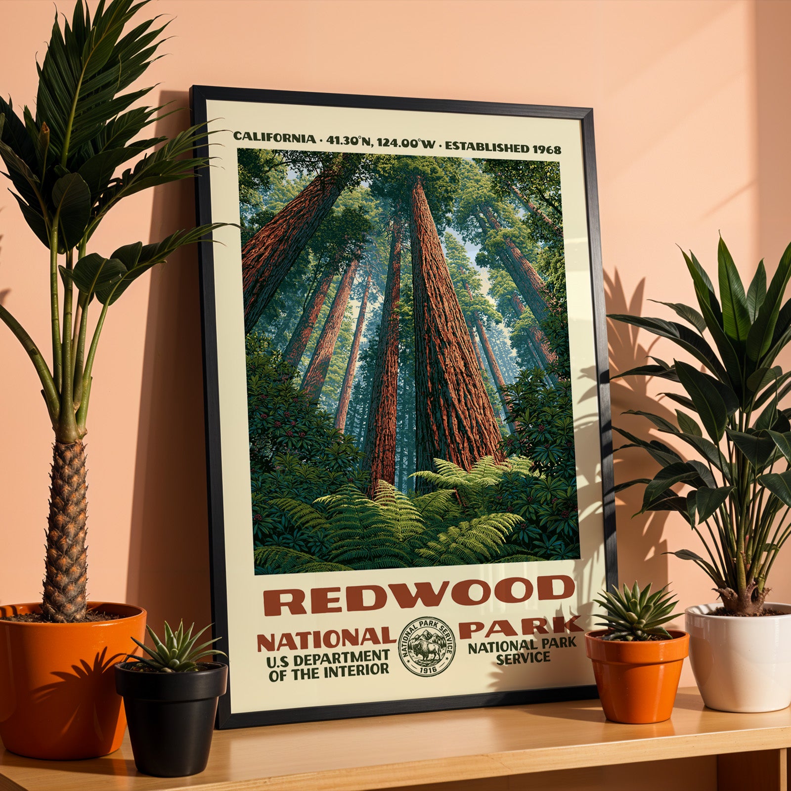 Redwood National Park Vintage WPA Art