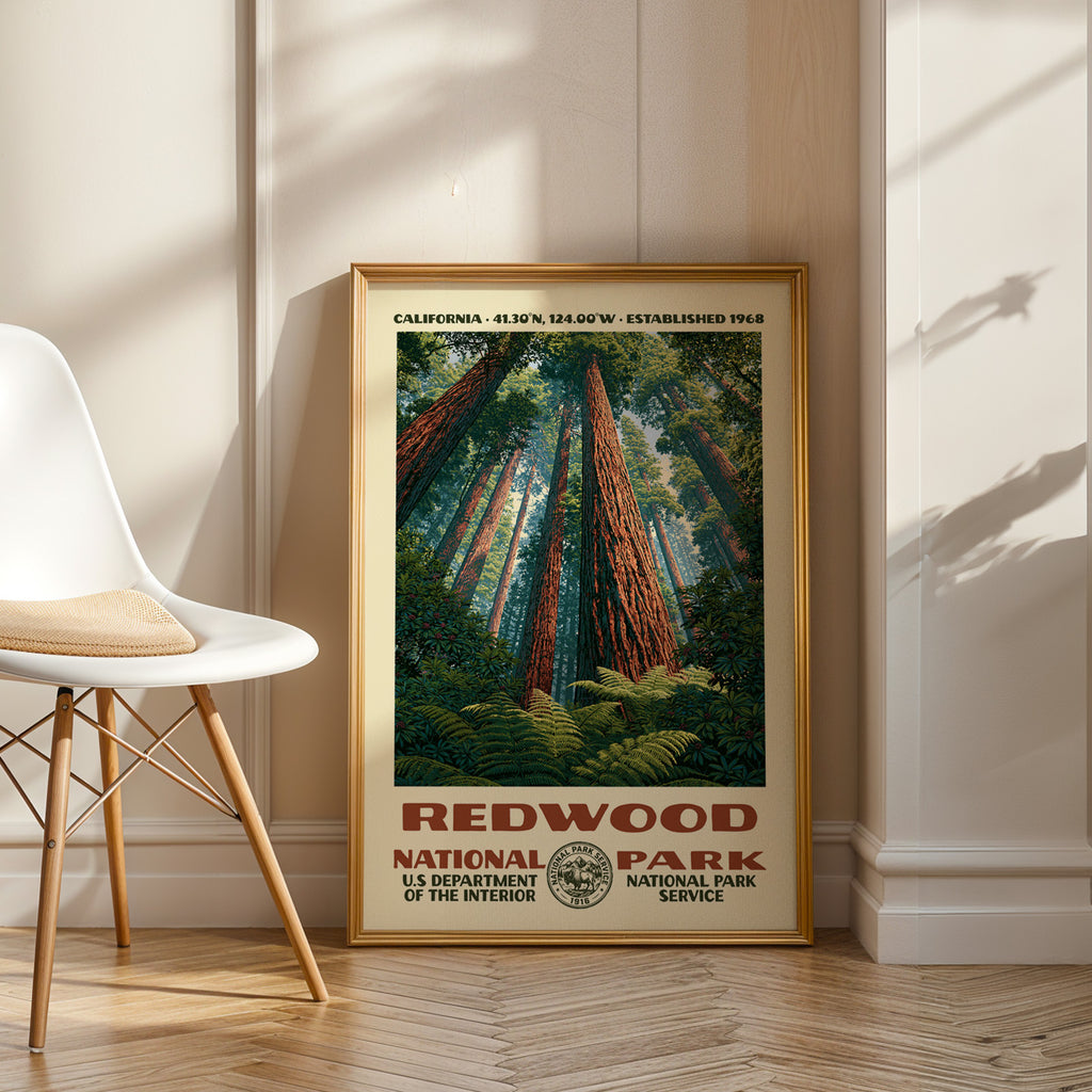 Redwood National Park Vintage WPA Art