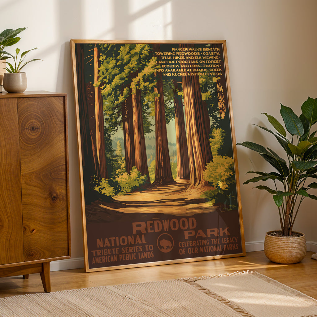 Redwood National Park Vintage WPA Art