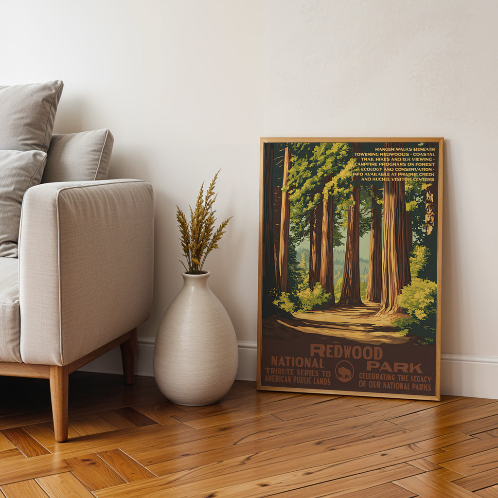 Redwood National Park Vintage WPA Art