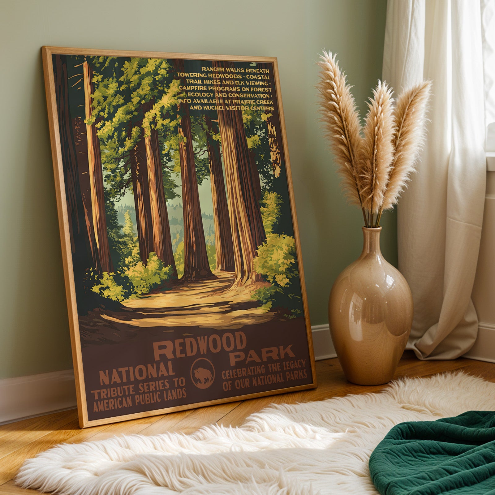 Redwood National Park Vintage WPA Art