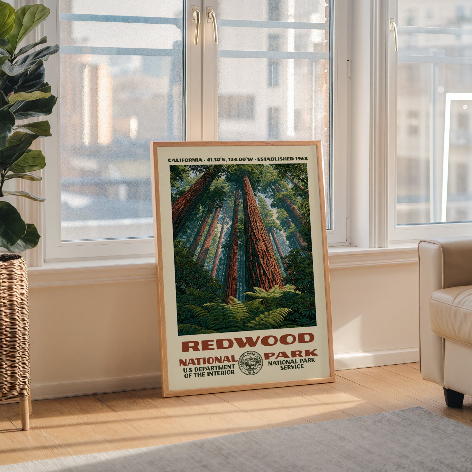 Redwood National Park Vintage WPA Art