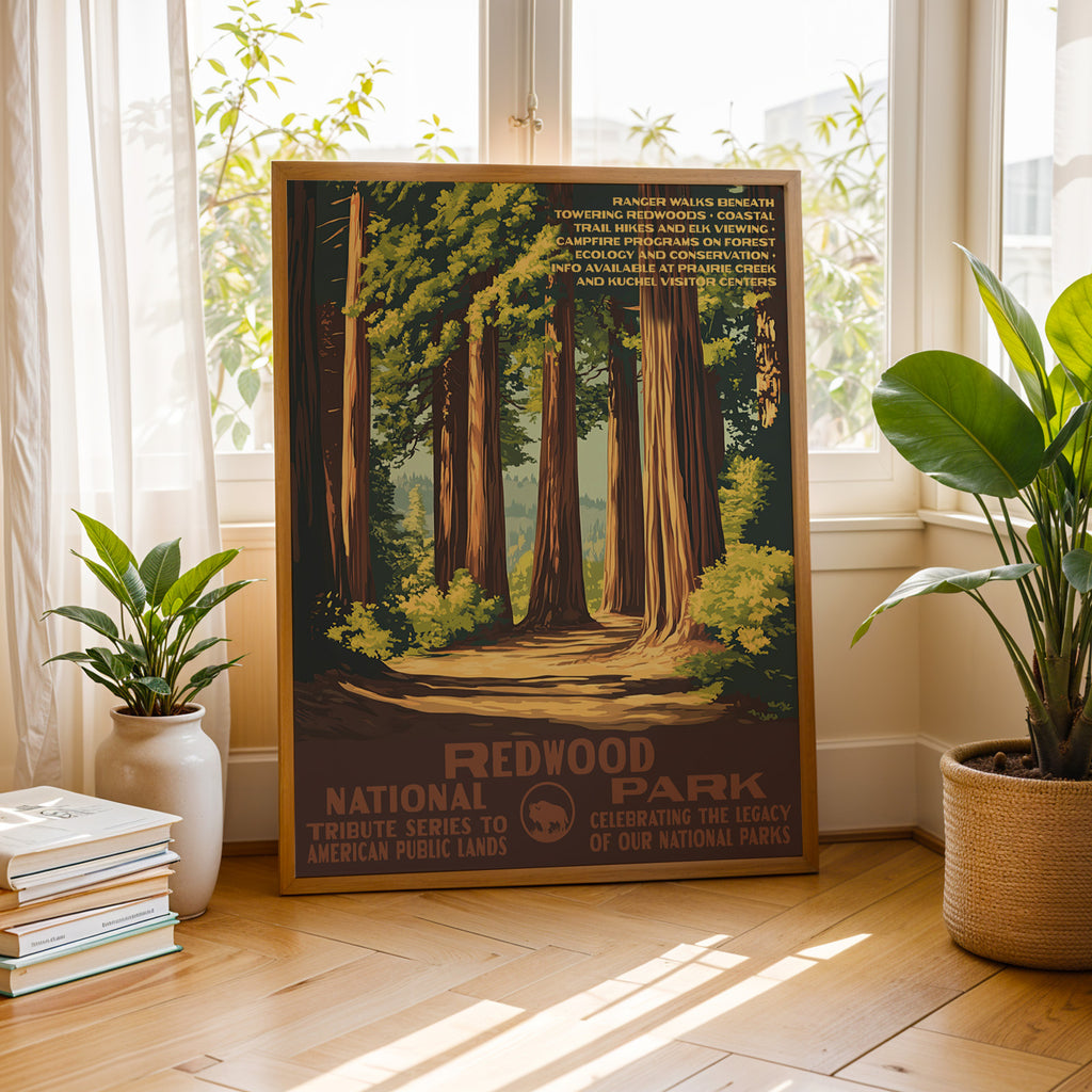 Redwood National Park Vintage WPA Art