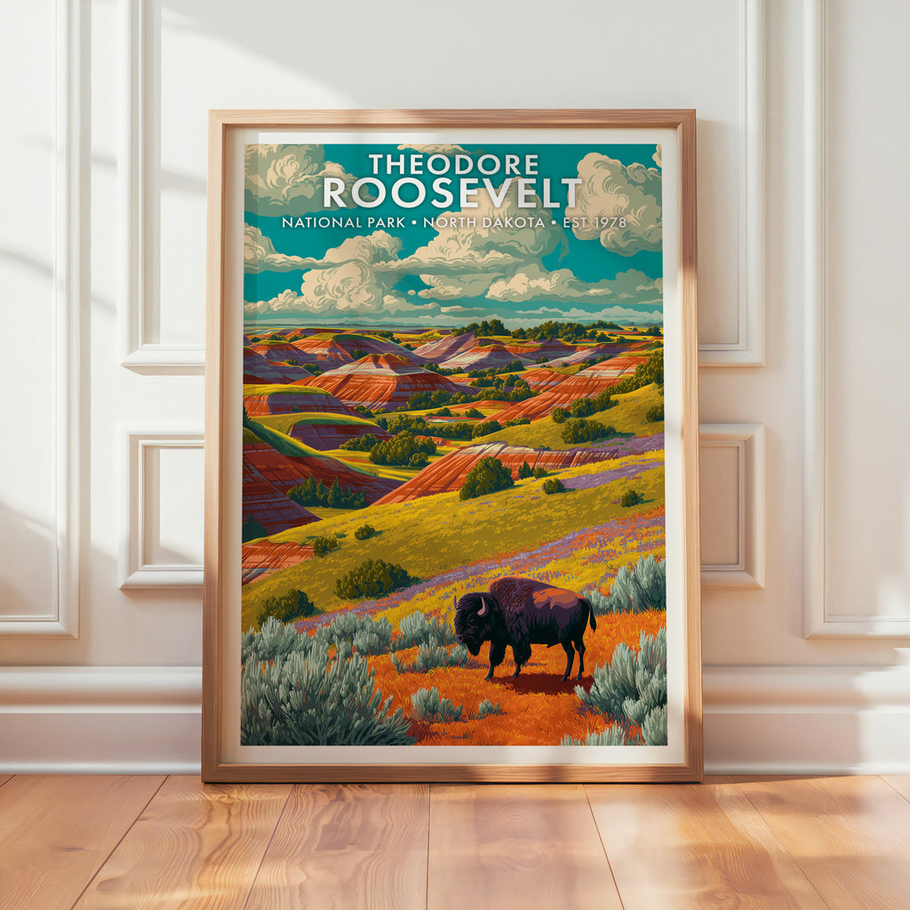 Retro Theodore Roosevelt National Park Print