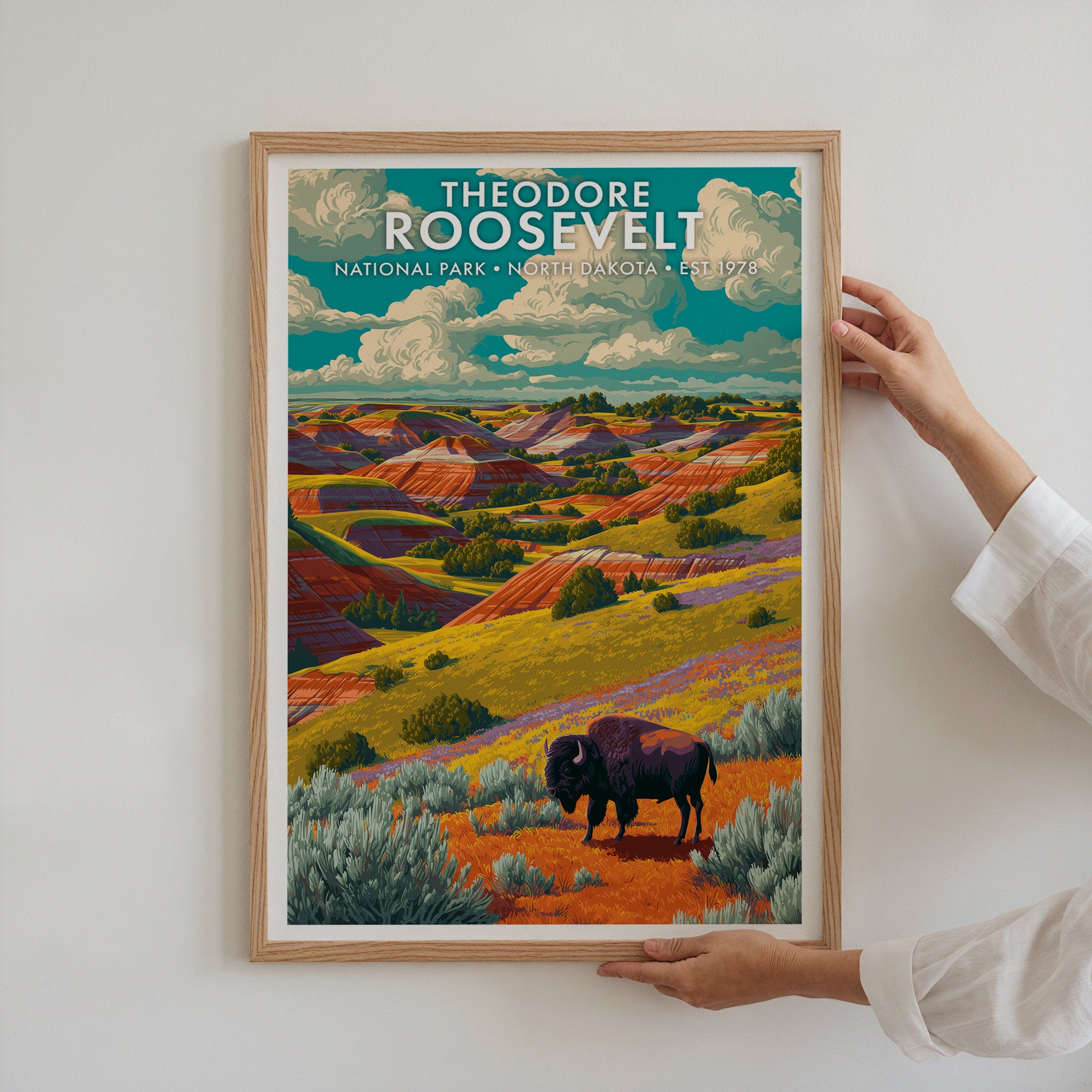 Retro Theodore Roosevelt National Park Print