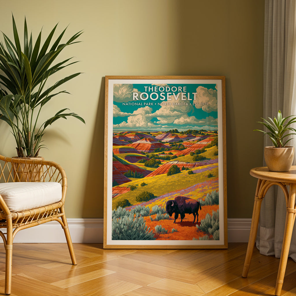 Retro Theodore Roosevelt National Park Print