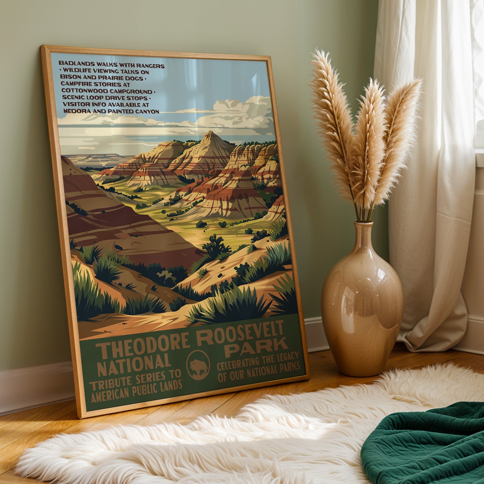 Theodore Roosevelt National Park Vintage WPA Art