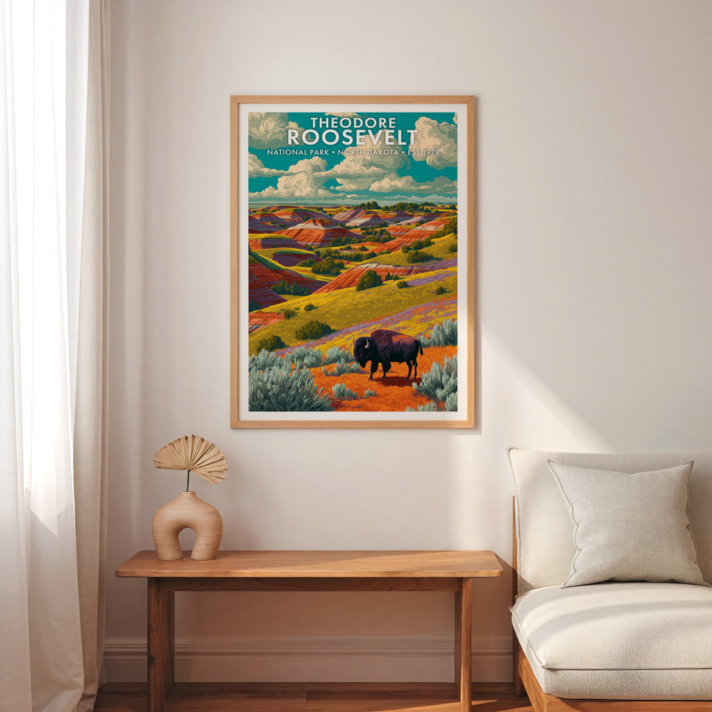 Retro Theodore Roosevelt National Park Print