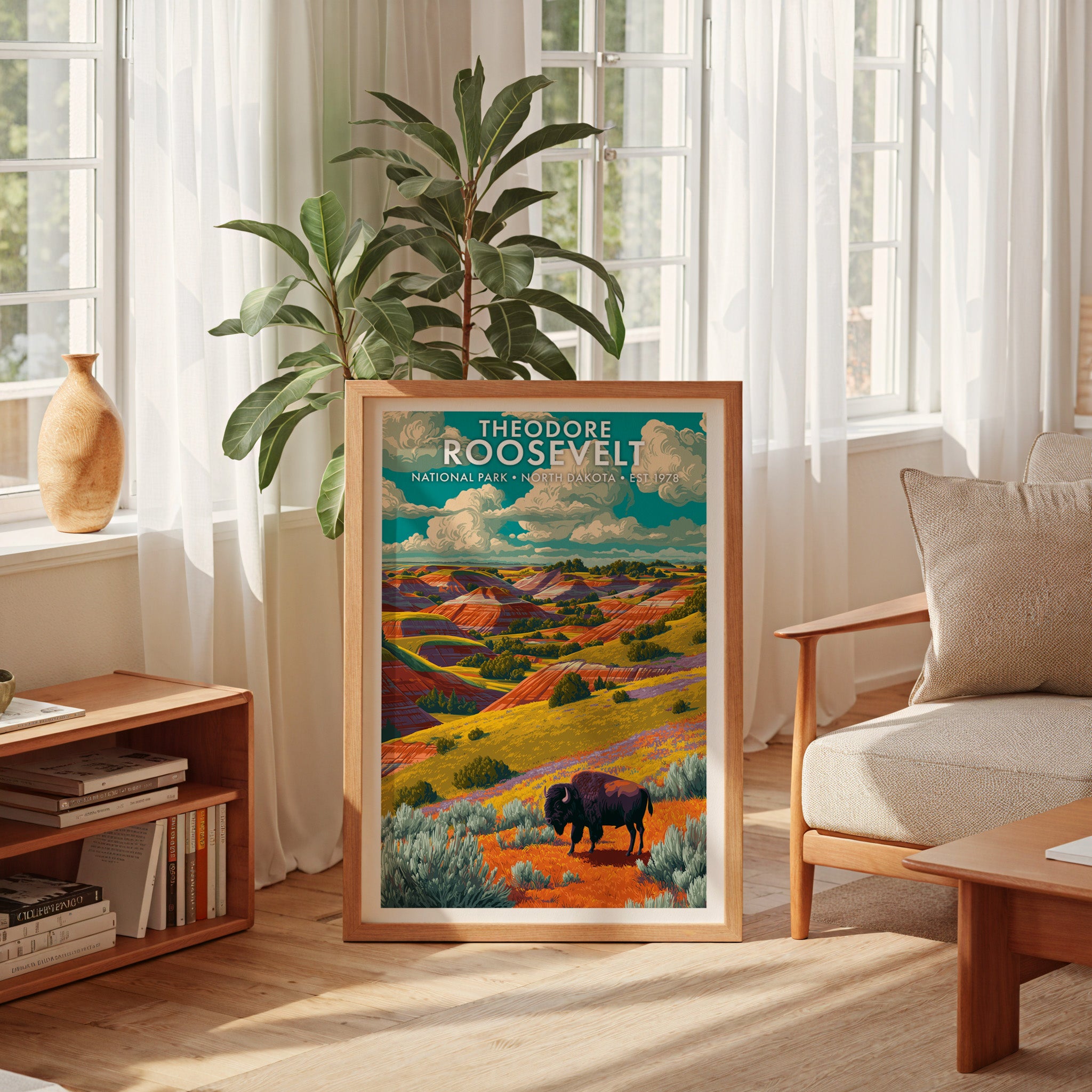 Retro Theodore Roosevelt National Park Print