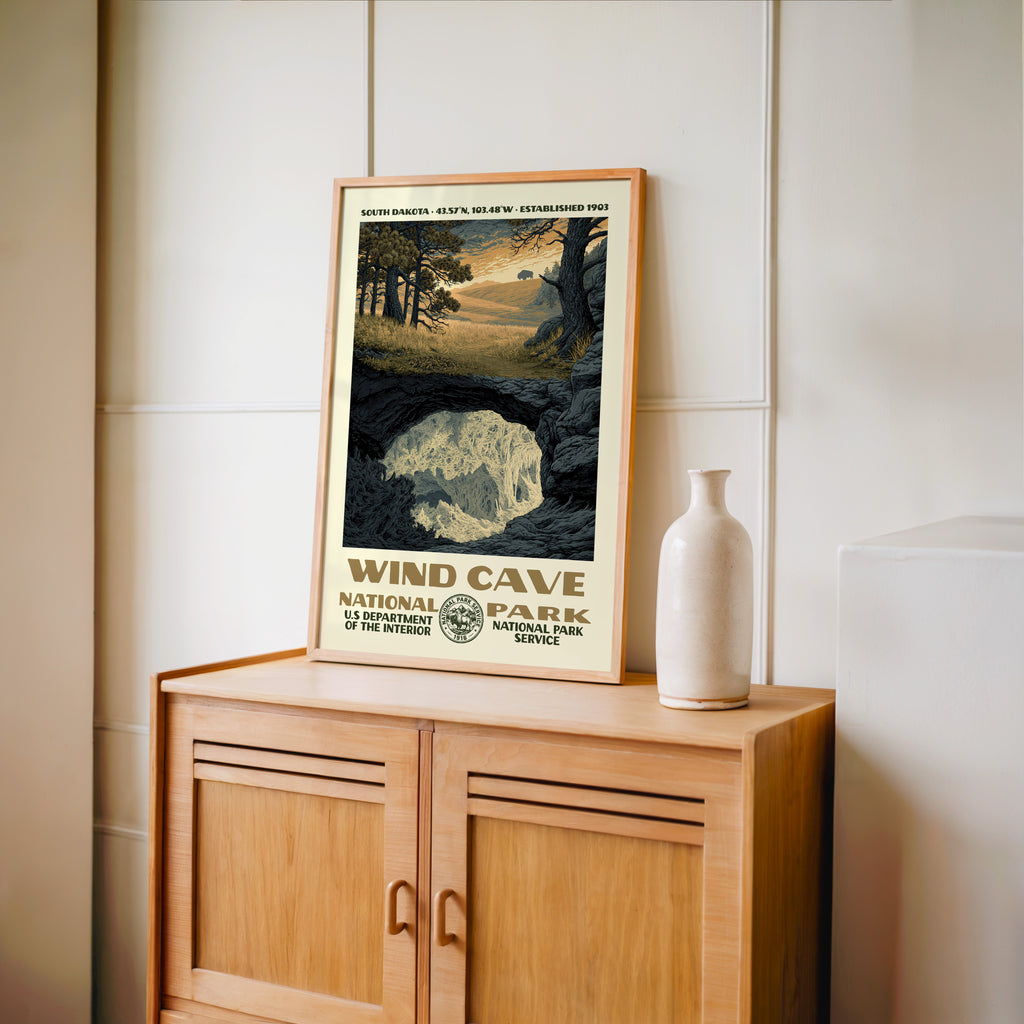 Wind Cave National Park Vintage WPA Art