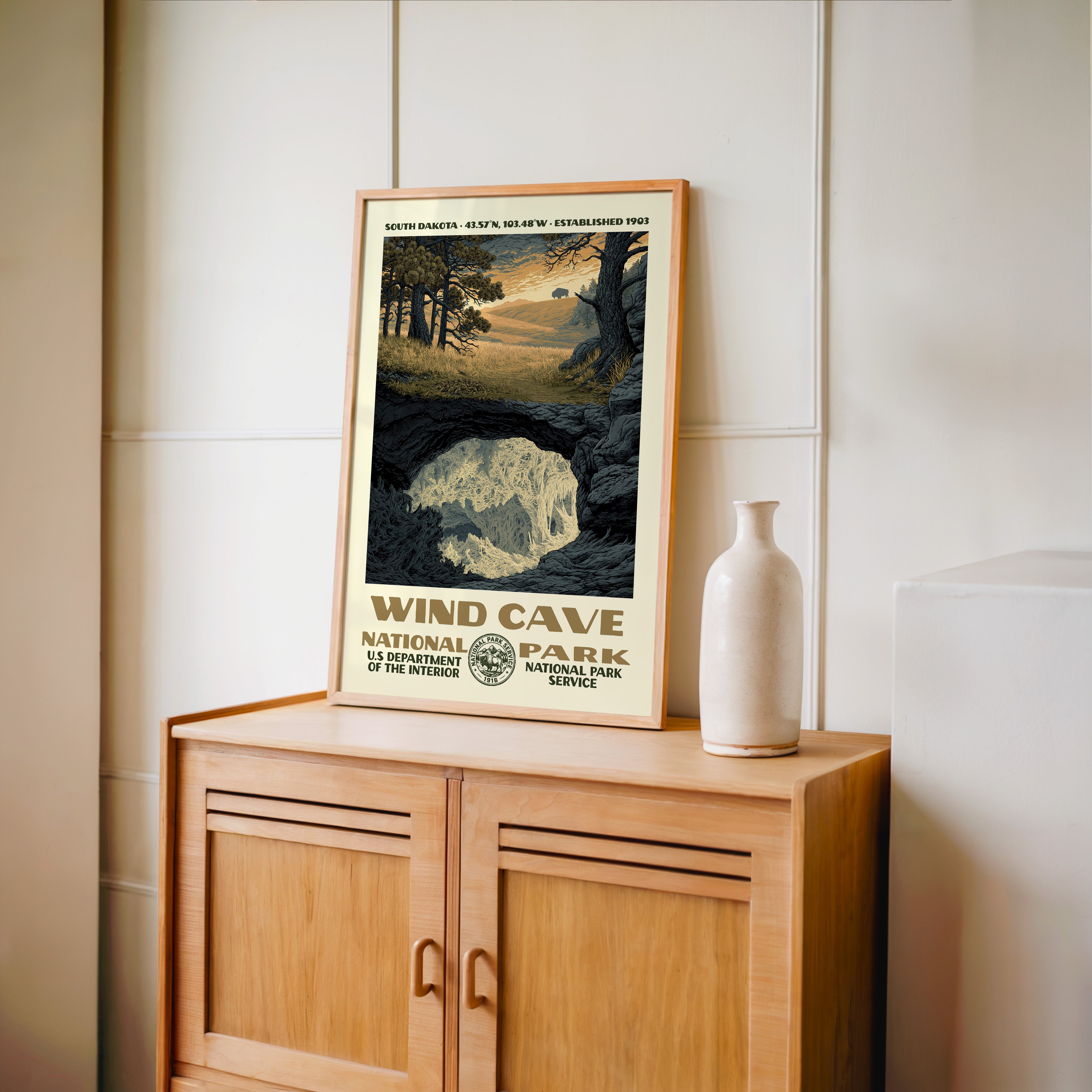 Wind Cave National Park Vintage WPA Art