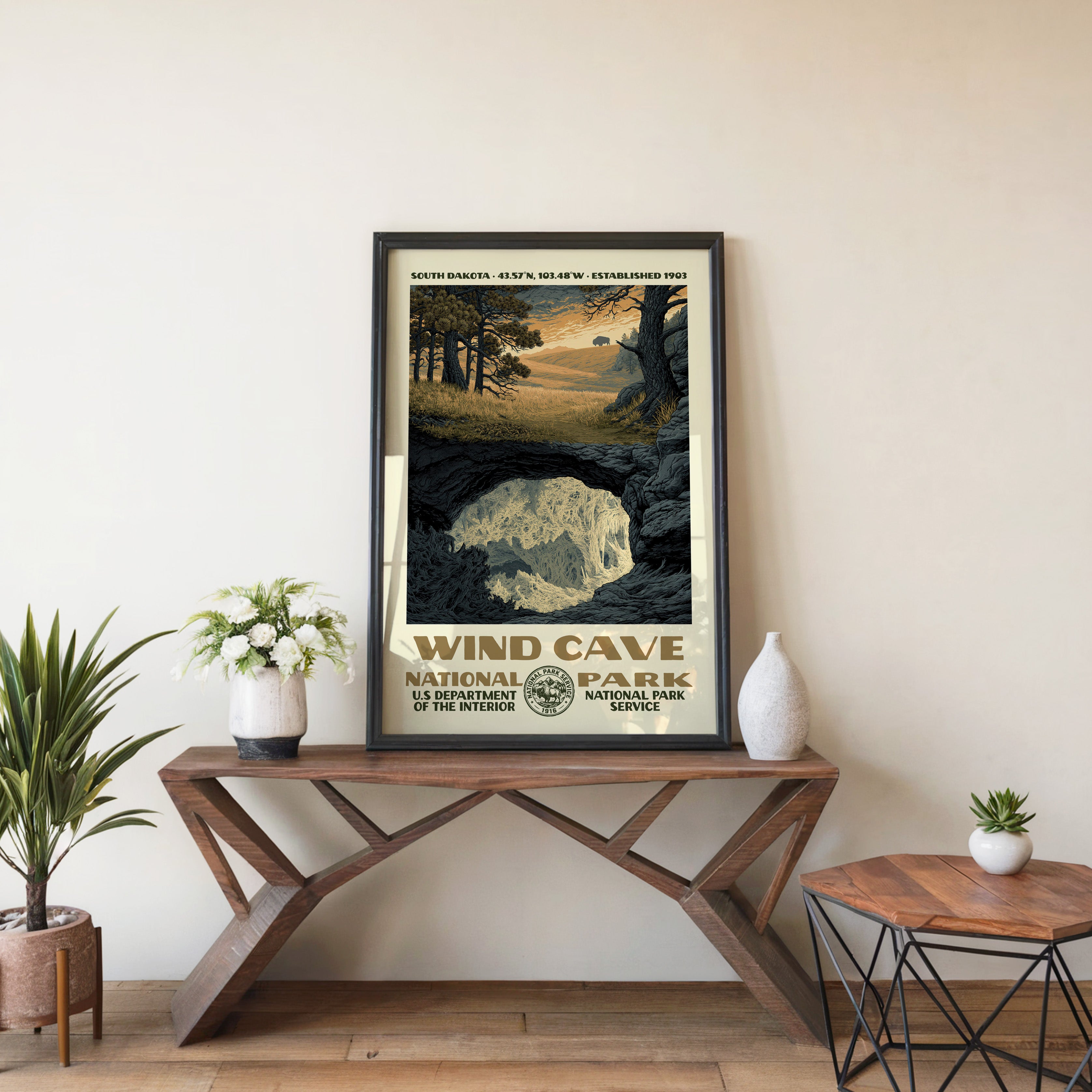 Wind Cave National Park Vintage WPA Art