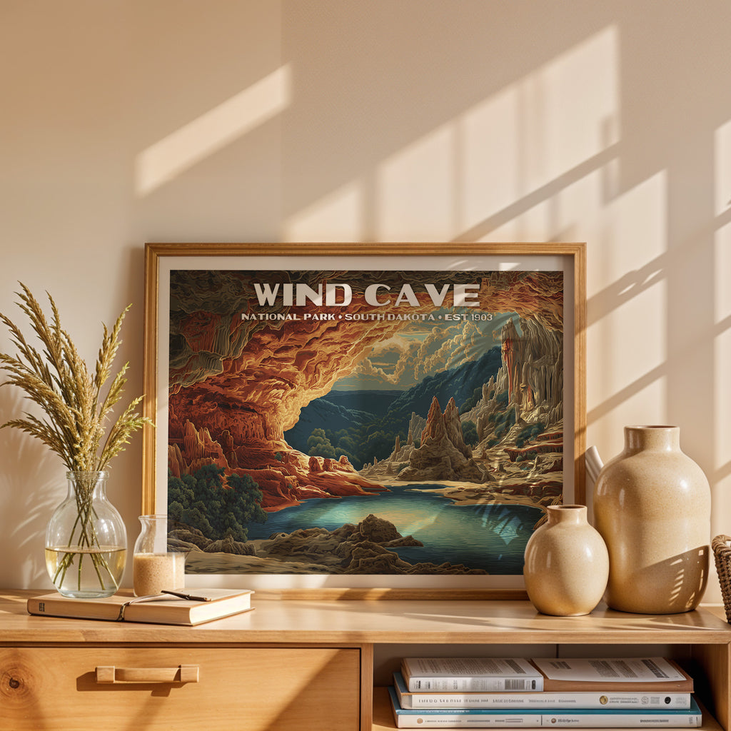 Wind Cave National Park Horizontal Vintage Art