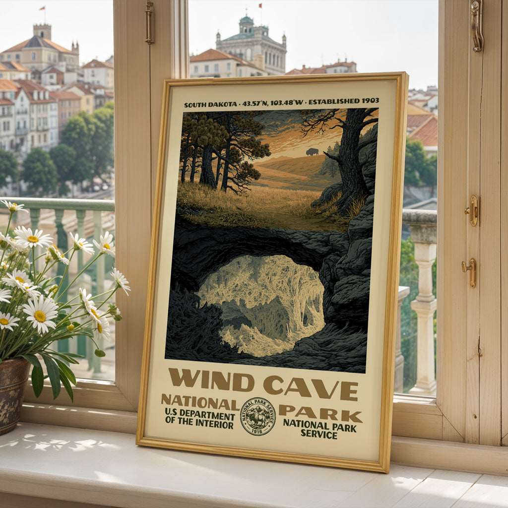 Wind Cave National Park Vintage WPA Art