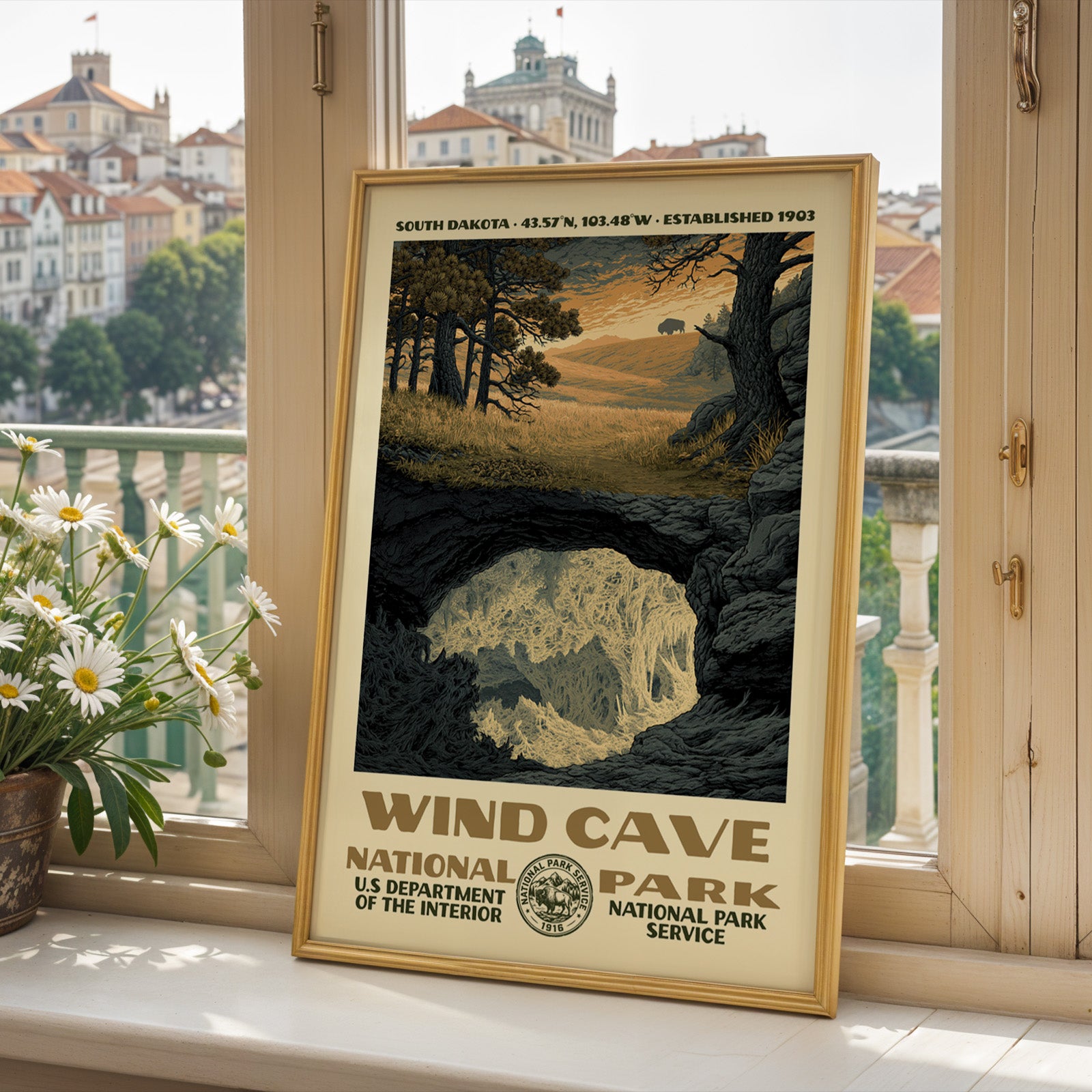 Wind Cave National Park Vintage WPA Art