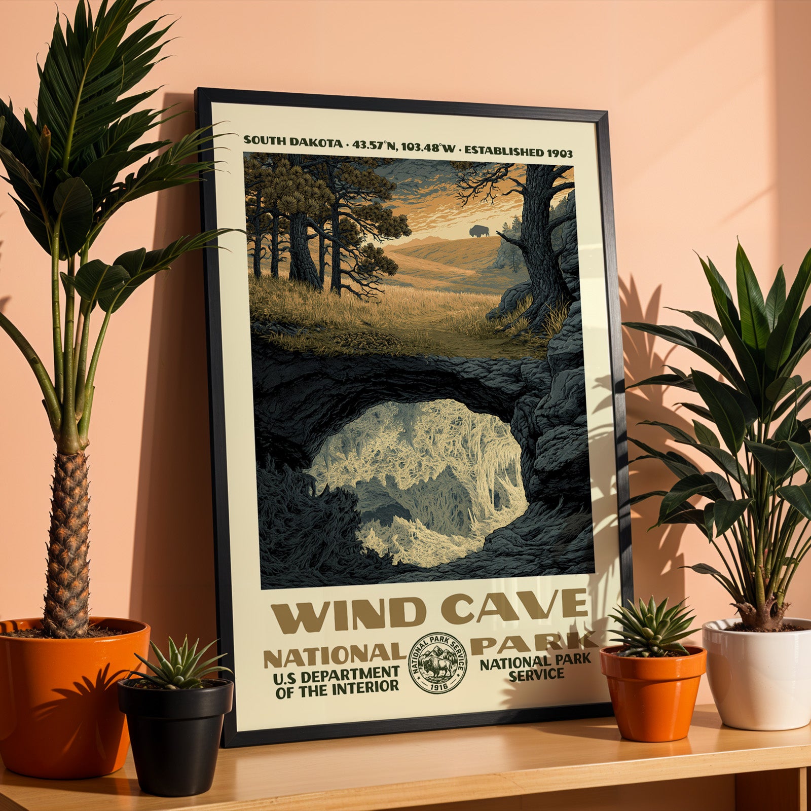 Wind Cave National Park Vintage WPA Art