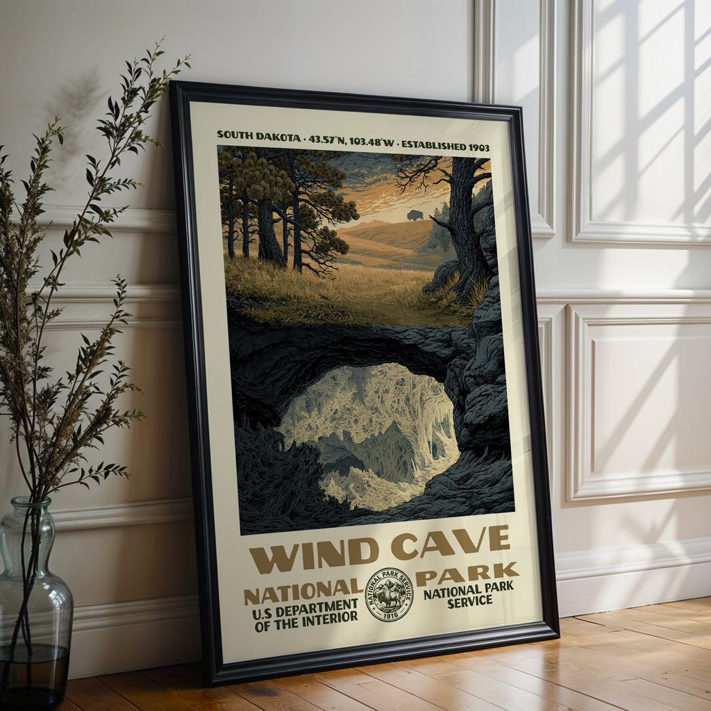 Wind Cave National Park Vintage WPA Art