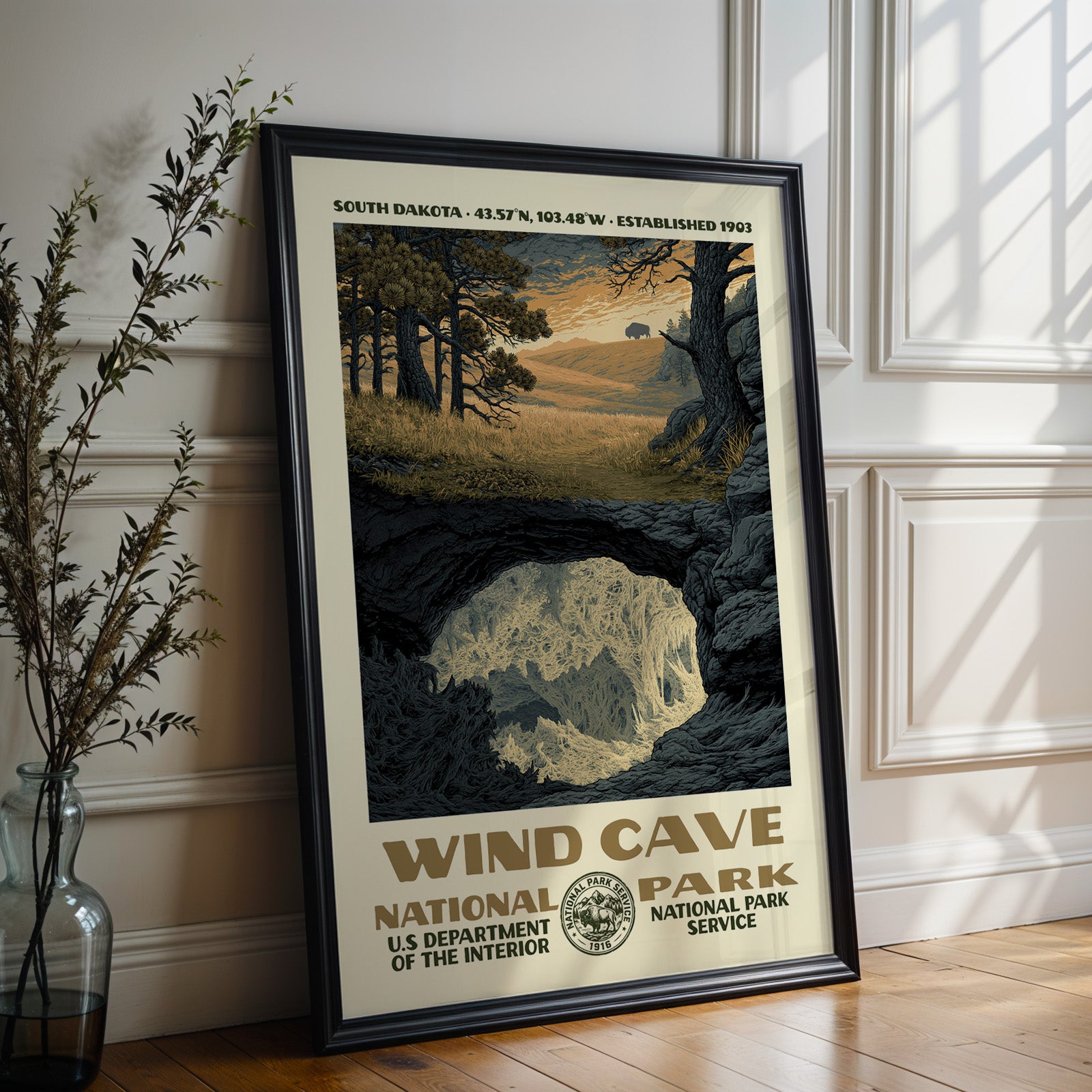 Wind Cave National Park Vintage WPA Art