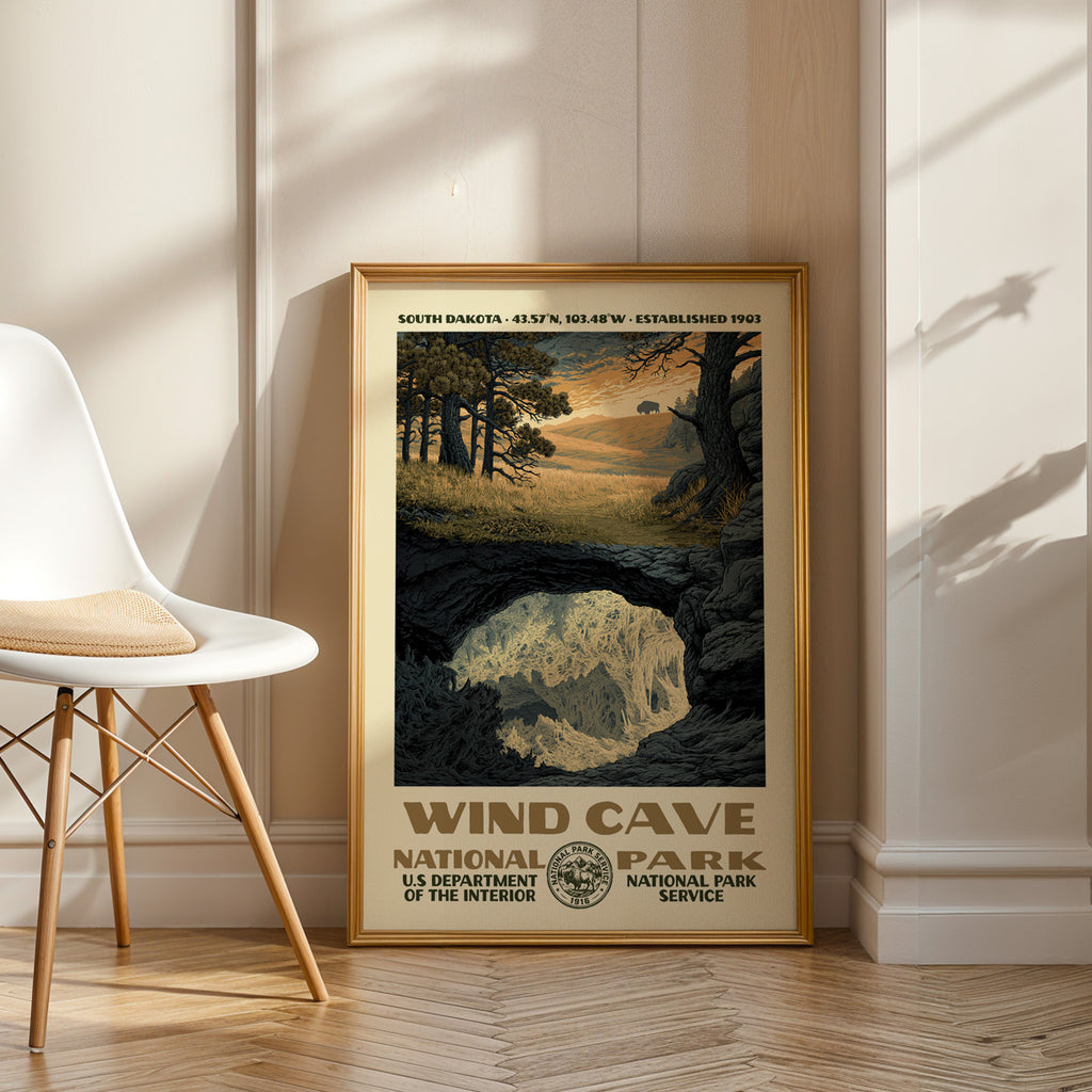 Wind Cave National Park Vintage WPA Art