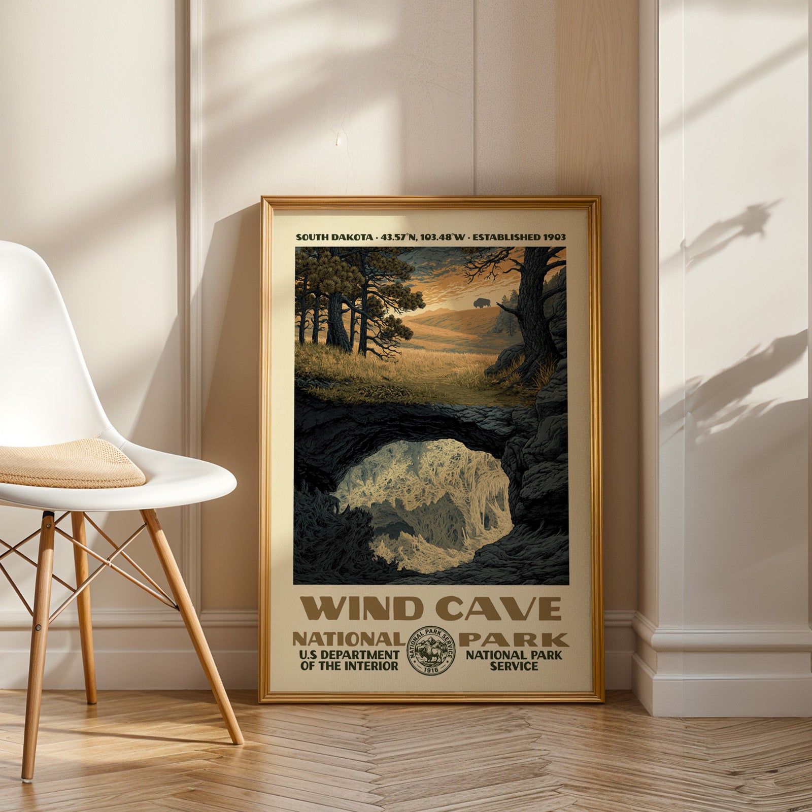 Wind Cave National Park Vintage WPA Art