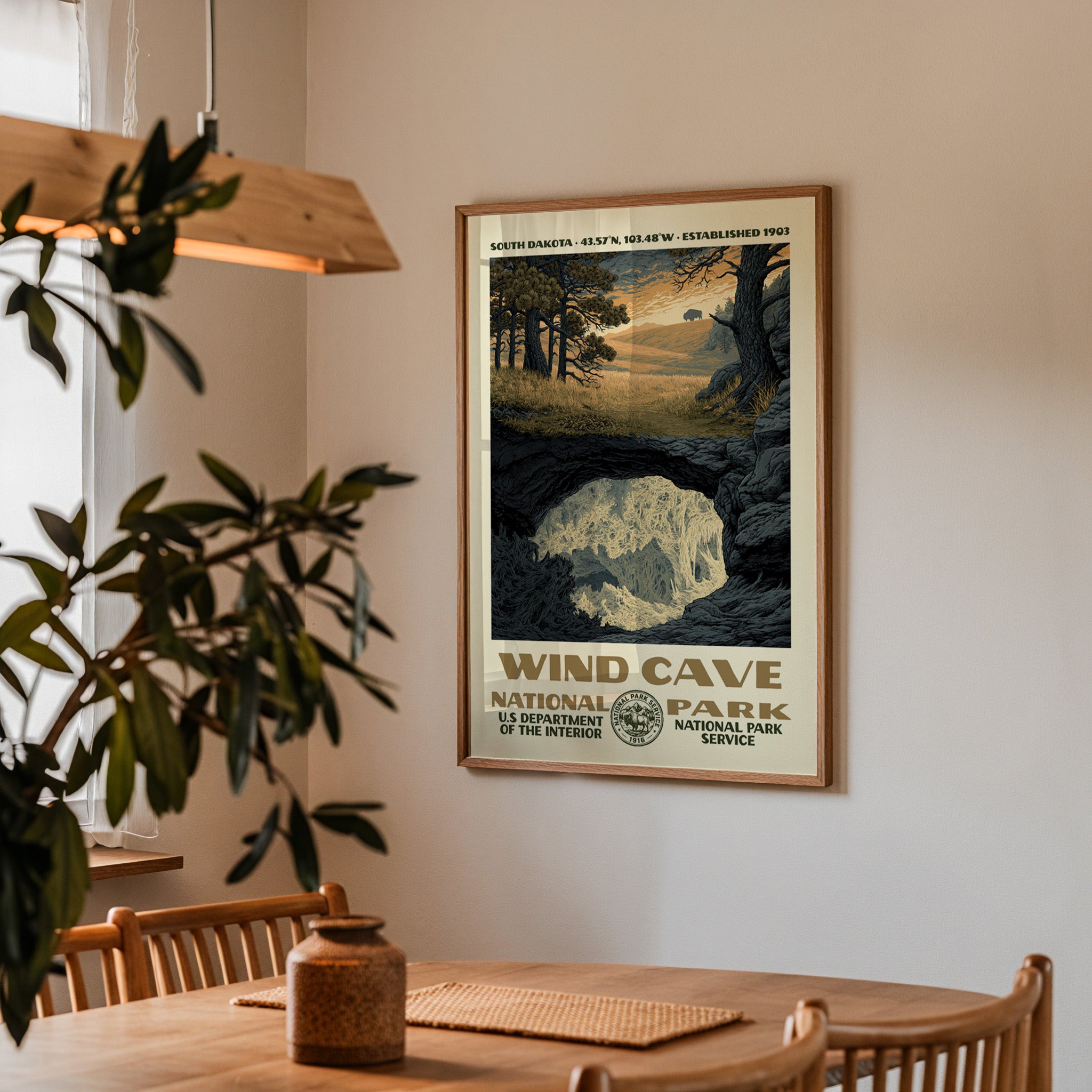 Wind Cave National Park Vintage WPA Art